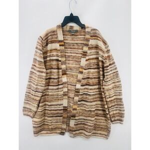 Natural Reflections Womens XL Earth Tones Space Dye Open Front Cardigan Sweater